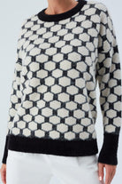 Peraluna-Donna Pullover Petek Desenli Kadın Triko Kazak-Kazak & Triko-6-Milagron.com