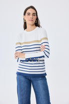 Peraluna-Dreamer Çizgili Kadın Triko Kazak Ekru Çi̇zgi̇li̇-Kazak & Triko-2-Milagron.com