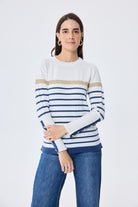 Peraluna-Dreamer Çizgili Kadın Triko Kazak Ekru Çi̇zgi̇li̇-Kazak & Triko-3-Milagron.com