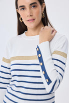 Peraluna-Dreamer Çizgili Kadın Triko Kazak Ekru Çi̇zgi̇li̇-Kazak & Triko-5-Milagron.com