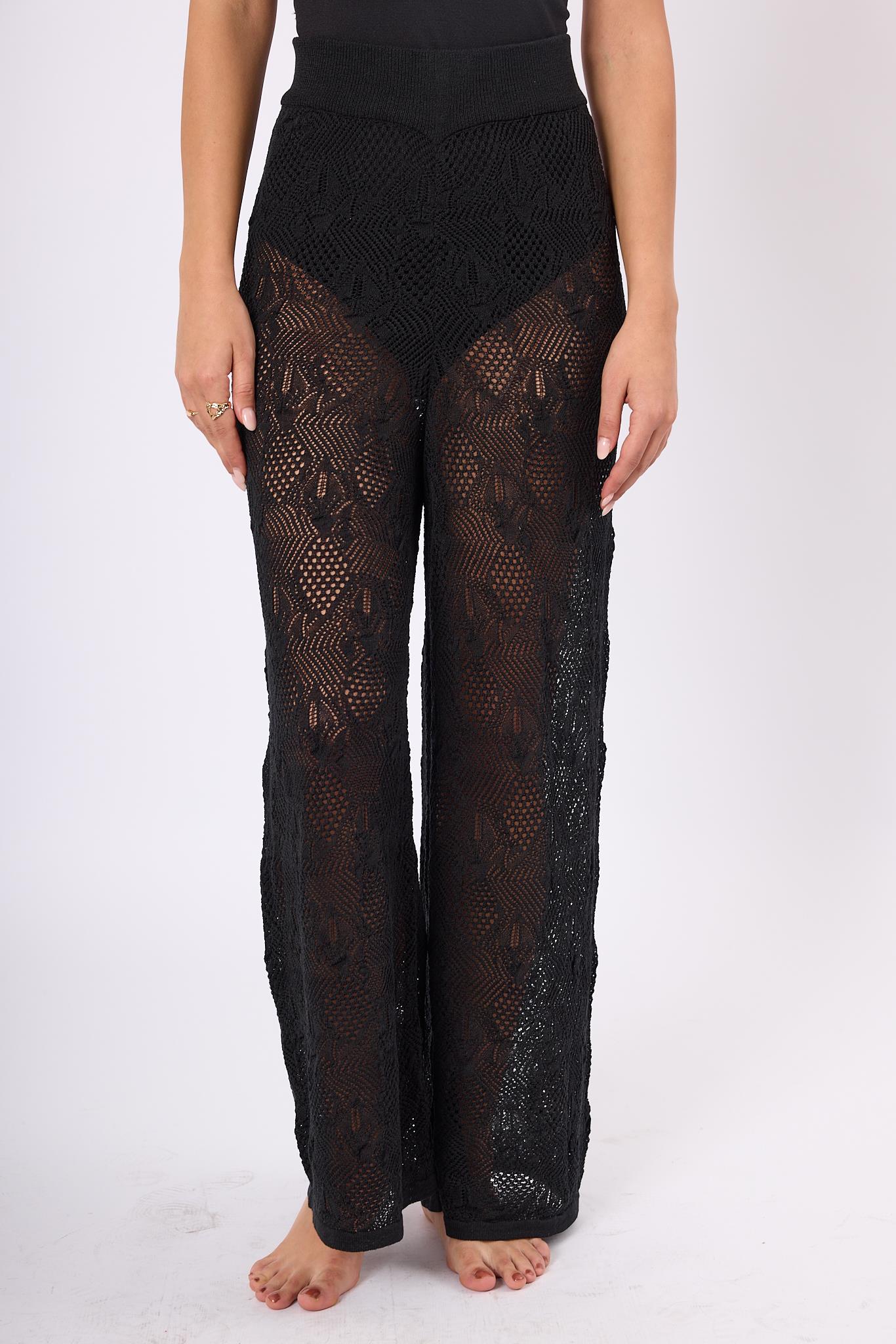 Peraluna-Emma Trouser Dantel Desen Örgülü Geniş Midi Boy Kadın Triko Pantolon-Pantolon-2-Milagron.com