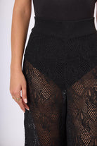 Peraluna-Emma Trouser Dantel Desen Örgülü Geniş Midi Boy Kadın Triko Pantolon-Pantolon-3-Milagron.com