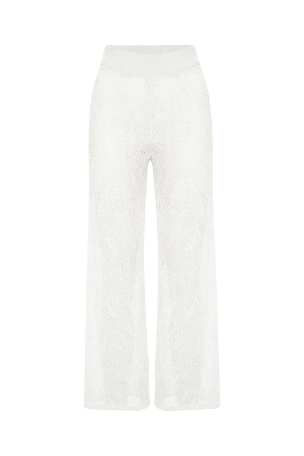 Peraluna-Emma Trouser Dantel Desen örgülü Geniş Midi Boy Kadın Triko Pantolon -Pantolon-10-Milagron.com