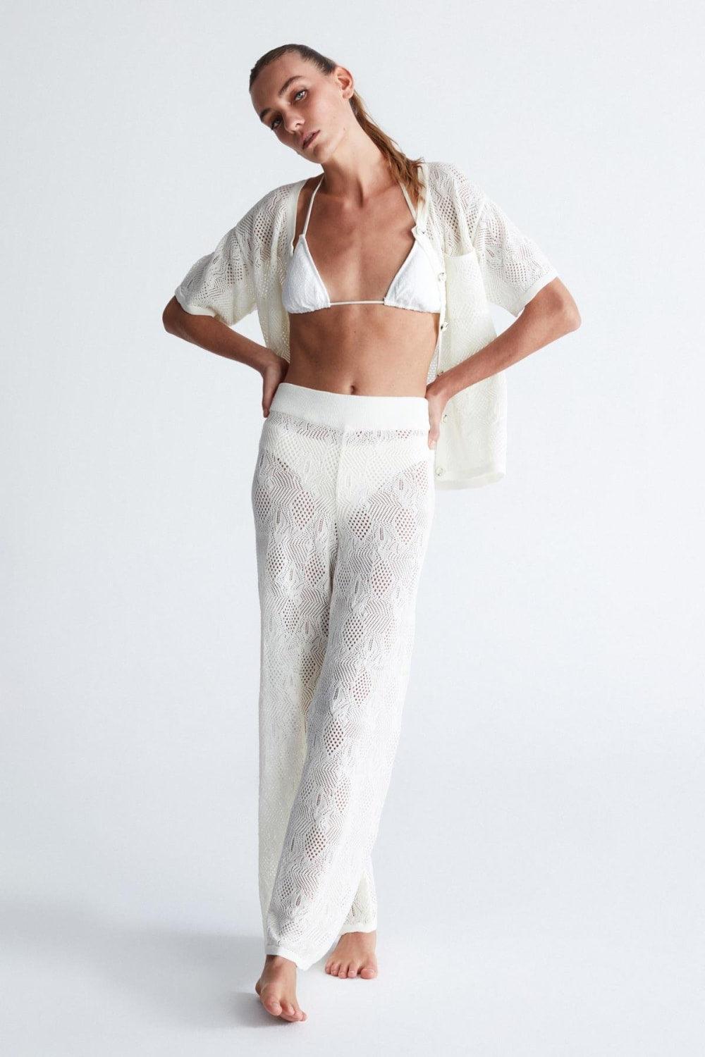 Peraluna-Emma Trouser Dantel Desen örgülü Geniş Midi Boy Kadın Triko Pantolon -Pantolon-2-Milagron.com