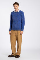 Peraluna-Far Afield Eclipse Knit Fully Tie Die Bisiklet Yaka Standart Kesim Batik Desen Tüylü Erkek Triko Kazak Kobalt-Kazak & Triko-7-Milagron.com