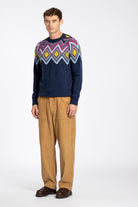 Peraluna-Far Afield Miyuki Knit Bisiklet Yaka Reglan Kol Erkek Triko Kazak-Kazak & Triko-1-Milagron.com