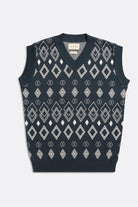 Peraluna-Far Afield Pinto Knitted Vest Diamonds V Yaka Baklava Desen %100 Organik Pamuk Erkek Triko Süveter-Kazak & Triko-5-Milagron.com