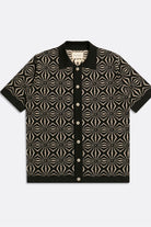 Peraluna-Far Afield Zigger Cardigan Tenteo Pattern Polo Yaka Kısa Kol %100 Organik Pamuk Erkek Triko Hırka-Kazak & Triko-5-Milagron.com