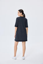 Peraluna-Faye Çizgi Detaylı Mini Yazlık Triko Elbise Si̇yah / Beyaz Çi̇zgi̇li̇-Elbise-7-Milagron.com