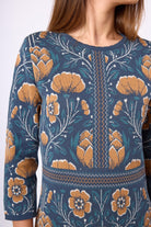 Peraluna-Felicity Çiçek Jakarlı Kadın Triko Elbise İndigo Multi-Elbise-4-Milagron.com