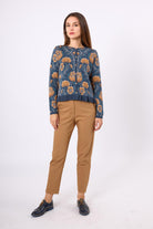 Peraluna-Felicity çiçek Jakarlı Kadın Triko Hırka İndigo Multi-Kazak & Triko-1-Milagron.com