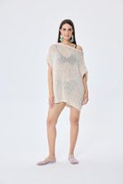 Peraluna-Fiona Ajurlu Kadın Yazlık Tunik Krem-Kazak & Triko-1-Milagron.com