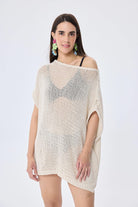 Peraluna-Fiona Ajurlu Kadın Yazlık Tunik Krem-Kazak & Triko-3-Milagron.com