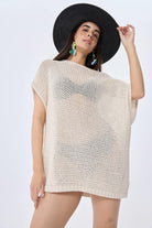 Peraluna-Fiona Ajurlu Kadın Yazlık Tunik Krem-Kazak & Triko-5-Milagron.com