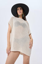 Peraluna-Fiona Ajurlu Kadın Yazlık Tunik Krem-Kazak & Triko-6-Milagron.com