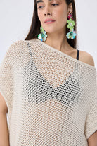 Peraluna-Fiona Ajurlu Kadın Yazlık Tunik Krem-Kazak & Triko-8-Milagron.com