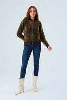 Peraluna-Fiori Bomber Jacket Çiçek Desenli Fermuarlı Organik Pamuklu Kadın Triko Ceket -Ceket-7-Milagron.com