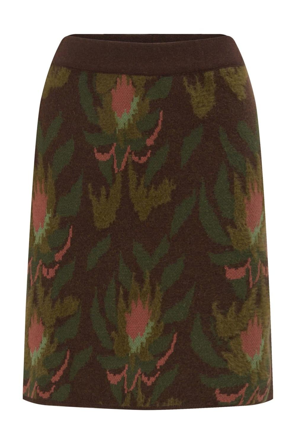 Peraluna-Fiori Skirt Çiçek Desenli Diz Hizası Kadın Triko Etek-Etek-8-Milagron.com