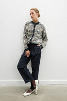 Peraluna-Flora Jacket Bisiklet Yaka Jakarlı Koton Karışım Kadın Triko Ceket-Ceket-3-Milagron.com