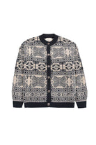 Peraluna-Flora Jacket Bisiklet Yaka Jakarlı Koton Karışım Kadın Triko Ceket-Ceket-7-Milagron.com