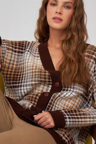 Peraluna-Geniş Kalıplı Kaşmir Karışım V Yaka Kadın Triko Hırka-Kazak & Triko-5-Milagron.com