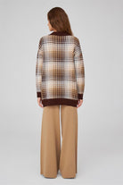 Peraluna-Geniş Kalıplı Kaşmir Karışım V Yaka Kadın Triko Hırka-Kazak & Triko-6-Milagron.com