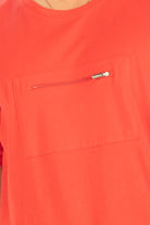 Peraluna Göğüs Fermuarlı Uzun Erkek T-Shirt - Kırmızı