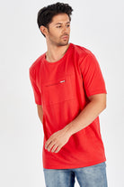 Peraluna Göğüs Fermuarlı Uzun Erkek T-Shirt - Kırmızı