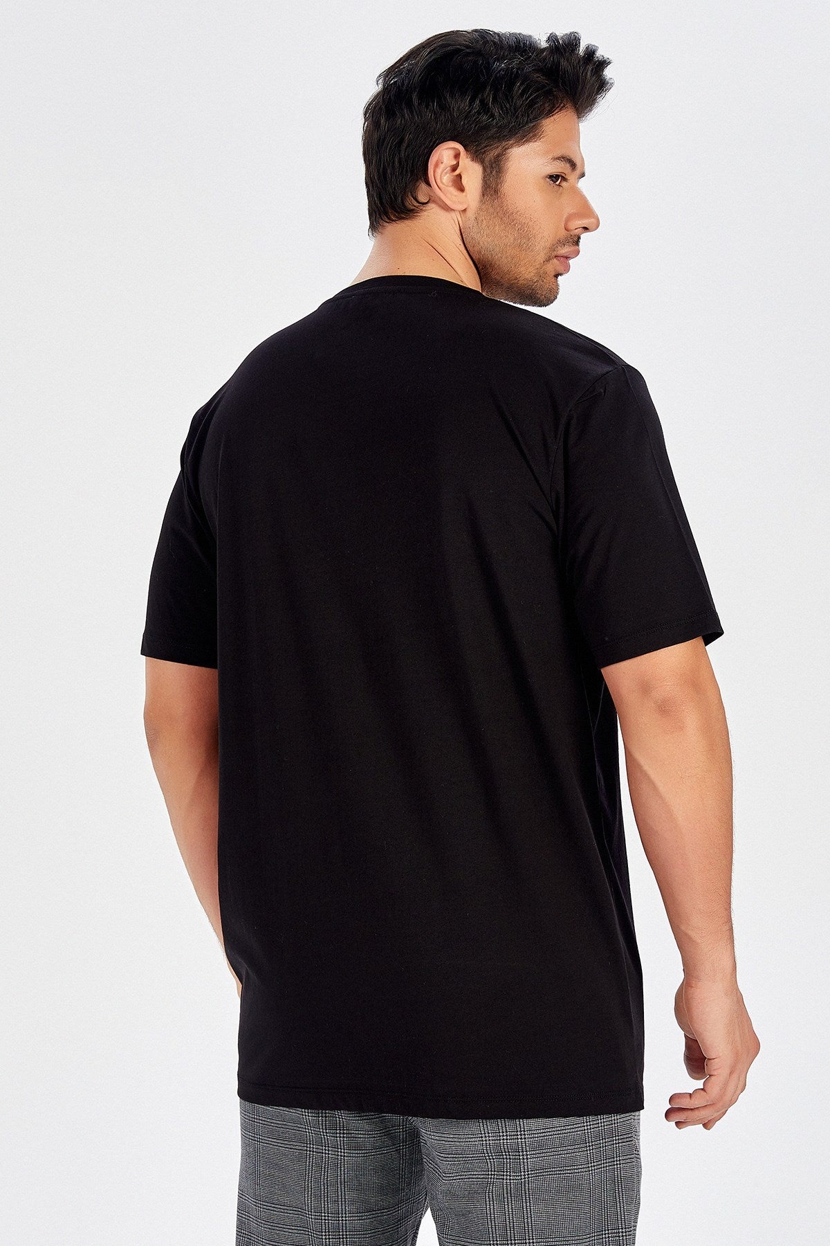 Peraluna Göğüs Fermuarlı Uzun Erkek T-Shirt - Siyah