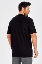 Peraluna Göğüs Fermuarlı Uzun Erkek T-Shirt - Siyah