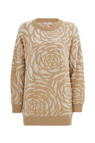 Peraluna-Gül Desenli Jakarlı Bol Kesim Kadın Triko Tunik-Kazak & Triko-14-Milagron.com