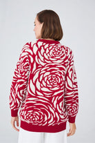 Peraluna-Gül Desenli Jakarlı Bol Kesim Kadın Triko Tunik-Kazak & Triko-6-Milagron.com