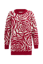 Peraluna-Gül Desenli Jakarlı Bol Kesim Kadın Triko Tunik-Kazak & Triko-7-Milagron.com