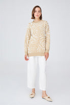 Peraluna-Gül Desenli Jakarlı Bol Kesim Kadın Triko Tunik-Kazak & Triko-8-Milagron.com