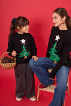 Peraluna-Happy Times Çam Ağacı Desenli çocuk Yılbaşı Kazağı Siyah/Yeşil-Kazak & Triko-11-Milagron.com