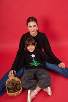 Peraluna-Happy Times Çam Ağacı Desenli çocuk Yılbaşı Kazağı Siyah/Yeşil-Kazak & Triko-12-Milagron.com