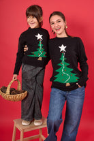 Peraluna-Happy Times Çam Ağacı Desenli çocuk Yılbaşı Kazağı Siyah/Yeşil-Kazak & Triko-13-Milagron.com