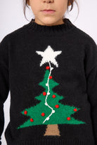 Peraluna-Happy Times Çam Ağacı Desenli çocuk Yılbaşı Kazağı Siyah/Yeşil-Kazak & Triko-3-Milagron.com