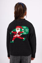 Peraluna-Happy Times Çam Ağacı Desenli çocuk Yılbaşı Kazağı Siyah/Yeşil-Kazak & Triko-7-Milagron.com