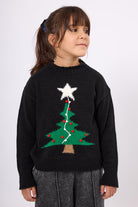 Peraluna-Happy Times Çam Ağacı Desenli çocuk Yılbaşı Kazağı Siyah/Yeşil-Kazak & Triko-8-Milagron.com
