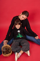 Peraluna-Happy Times Çam Ağacı Desenli çocuk Yılbaşı Kazağı Siyah/Yeşil-Kazak & Triko-9-Milagron.com