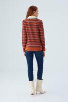 Peraluna-Harper Blouse Çizgili Nakışlı İnce Kadın Triko Bluz-T-Shirts-6-Milagron.com