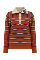 Peraluna-Harper Blouse Çizgili Nakışlı İnce Kadın Triko Bluz-T-Shirts-7-Milagron.com