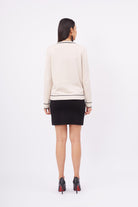 Peraluna-Helen Cardigan Çizgi Detaylı O Yaka Rahat Kesim İnce Kadın Triko Hırka Bej-Kazak & Triko-7-Milagron.com