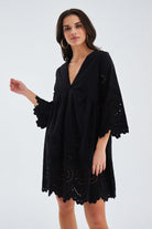 Peraluna-Hi̇romi̇ Dress %100 Pamuk 3/4 Kol Diz Hizası Yazlık Kadın Elbise -Elbise-14-Milagron.com