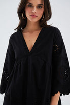 Peraluna-Hi̇romi̇ Dress %100 Pamuk 3/4 Kol Diz Hizası Yazlık Kadın Elbise -Elbise-16-Milagron.com