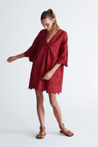 Peraluna-Hi̇romi̇ Dress %100 Pamuk 3/4 Kol Diz Hizası Yazlık Kadın Elbise -Elbise-24-Milagron.com