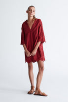 Peraluna-Hi̇romi̇ Dress %100 Pamuk 3/4 Kol Diz Hizası Yazlık Kadın Elbise -Elbise-25-Milagron.com