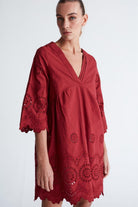 Peraluna-Hi̇romi̇ Dress %100 Pamuk 3/4 Kol Diz Hizası Yazlık Kadın Elbise -Elbise-26-Milagron.com