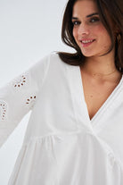 Peraluna-Hi̇romi̇ Dress %100 Pamuk 3/4 Kol Diz Hizası Yazlık Kadın Elbise -Elbise-4-Milagron.com